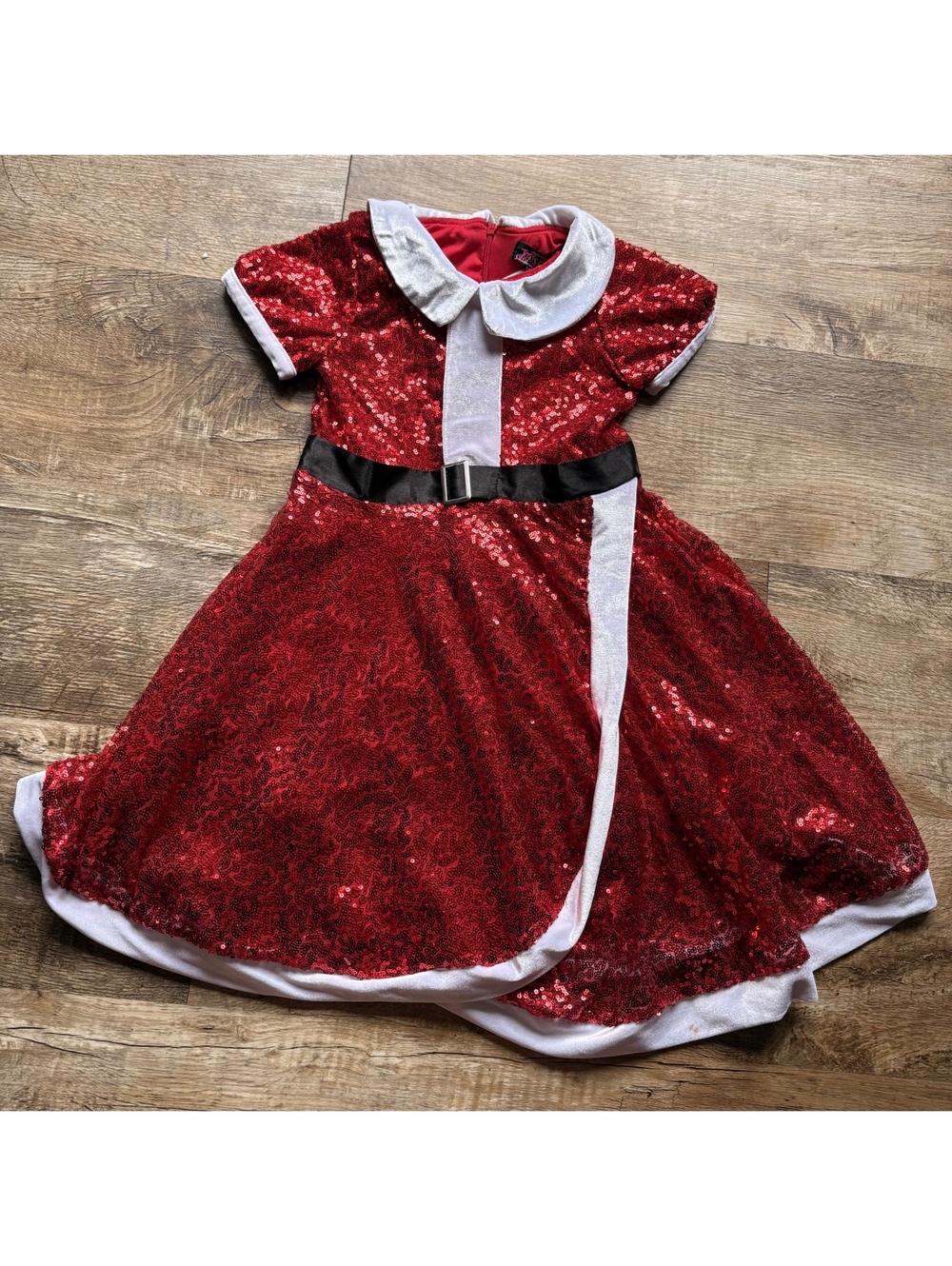 JoJo's Closet Holiday Collection Red Sequin Santa Dress Size 7/8 Medium